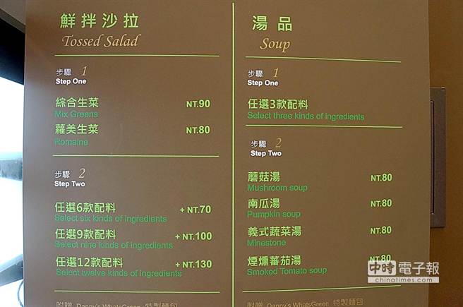 以蔬菜為基底搭配不同配料組合的拌沙拉，最便宜的只要150元。(圖／姚舜攝)