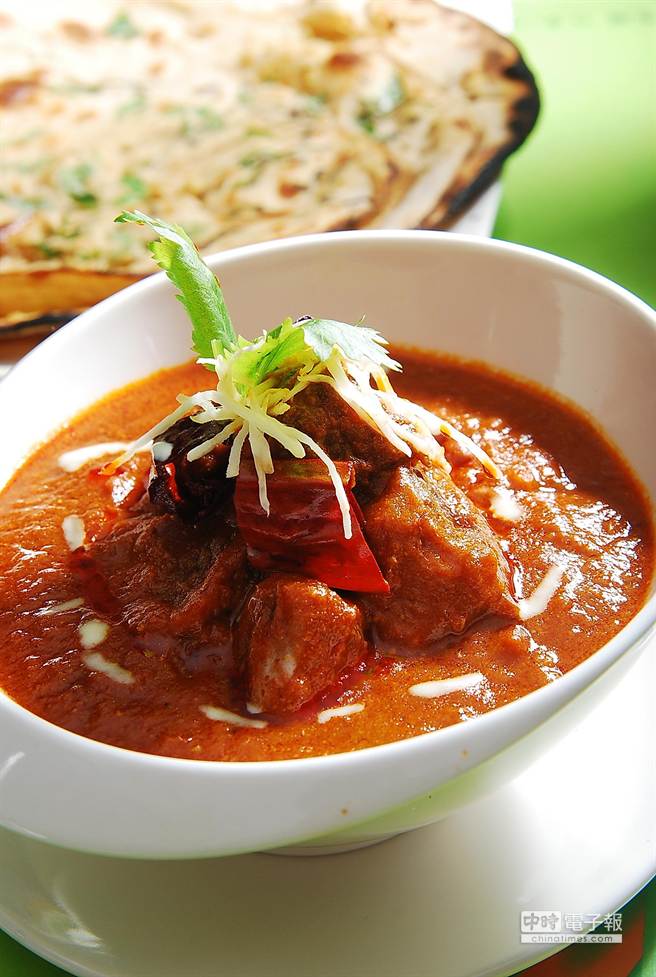「果阿酸料理羊肉」是南印度的料理。(圖／姚舜攝)
