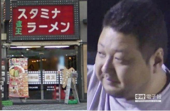 發生踩死人事件的日本東京拉麵店與體重達120公斤的嫌犯。(圖摘自網路)