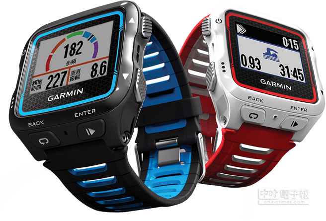 新一代專業鐵人三項運動腕錶Forerunner 920XT，更顯輕薄，重約61克。（業者提供）