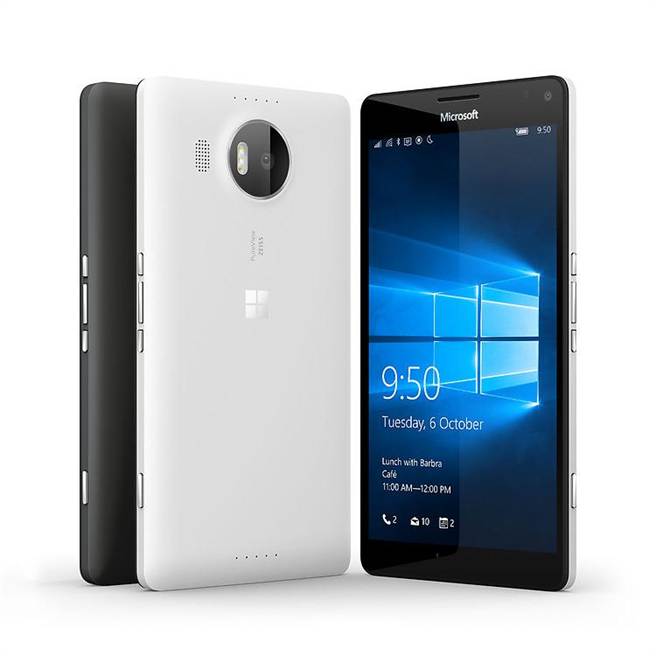 搭載Windows 10 Mobile作業系統的Lumia 950XL手機。(取自微軟官網)