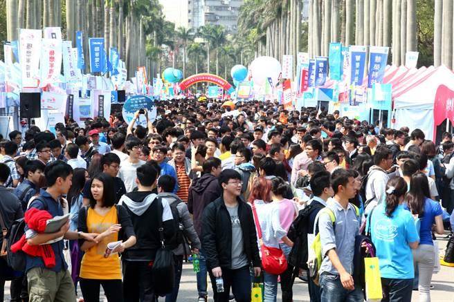 2016台灣大校園徵才博覽會系列活動6日在台灣大學舉行，共有285家知名企業參加，設有383個徵才攤位，齊聚徵才。（陳信翰攝）