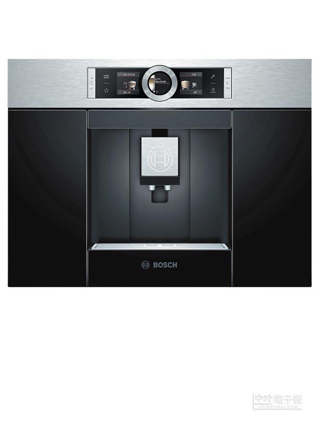 Bosch全自動智慧嵌入咖啡機CTL636ES1，有10種飲品選項，可依喜好設定濃度、溫度、容量、磨豆粗細，並記憶於機器中，下次只需按下記憶內容，即可沖泡出專屬咖啡，12萬5000元。