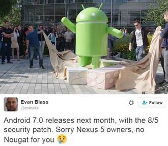 Android 7.0發表時間曝光 Nexus 5遭棄？