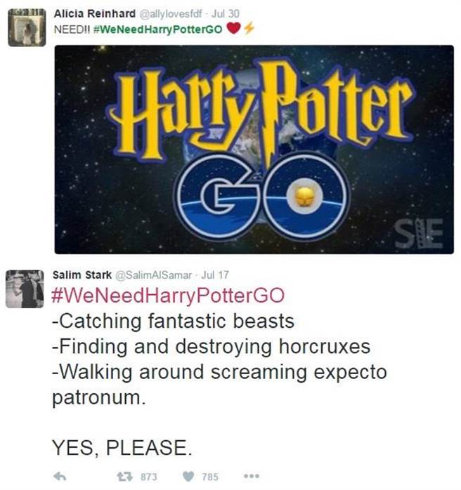 「哈特波特Go」手遊有機會推出的消息，在Twitter引發粉絲瘋狂討論。(圖／翻攝Twitter)