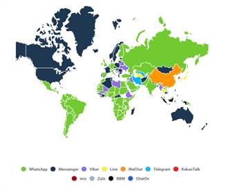 一張地圖看世界各國用什麼APP聊天