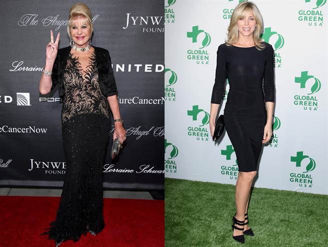 （左）川普第一任妻子伊凡娜2015年10月19日在纽约出席加布里埃尔天使基金（Gabrielle's Angel Foundation）举办的癌症研究慈善舞会。（图/美联社）
（右）川普的第二任妻子梅波斯2015年2月18日在洛杉矶出席奥斯卡奖颁奖前夕的预热派对。（图/美联社）