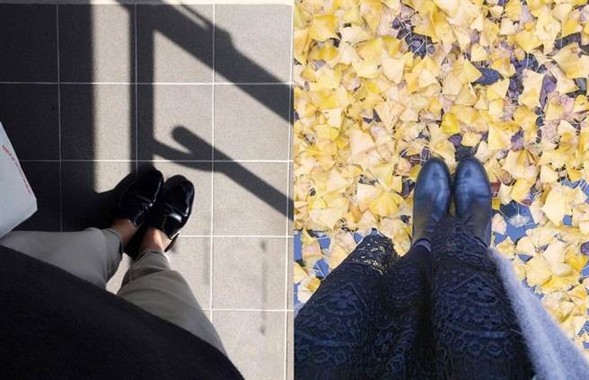「鞋子的自拍」也是IG上人氣很高的拍照方式唷！（圖／翻攝自bborayy、pinchi.w Instagram）