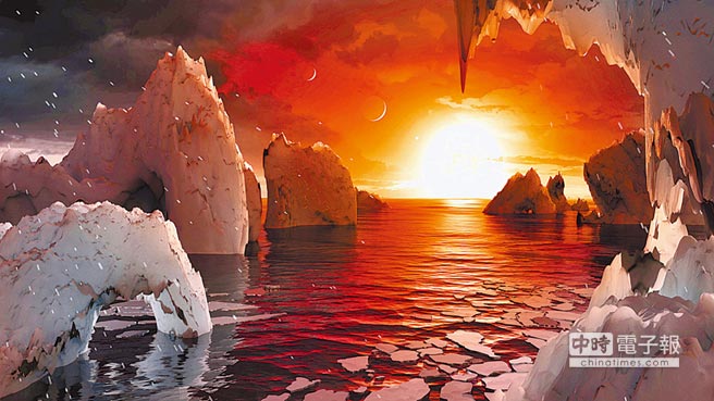 TRAPPIST-1f行星表面模擬圖。（NASA／路透）