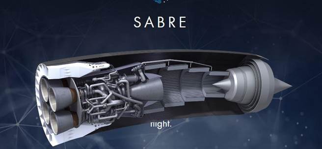 军刀引擎的剖面图，它是吸气式喷气引擎与火箭引擎的混合体。(图/reactionengines)