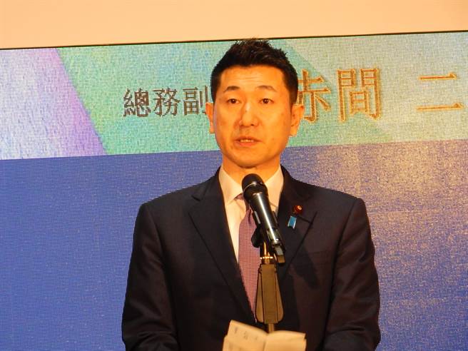 日本總務省副大臣赤間二郎上午主持在台北舉辦「多彩日本」活動開幕。（記者陳建瑜攝）
