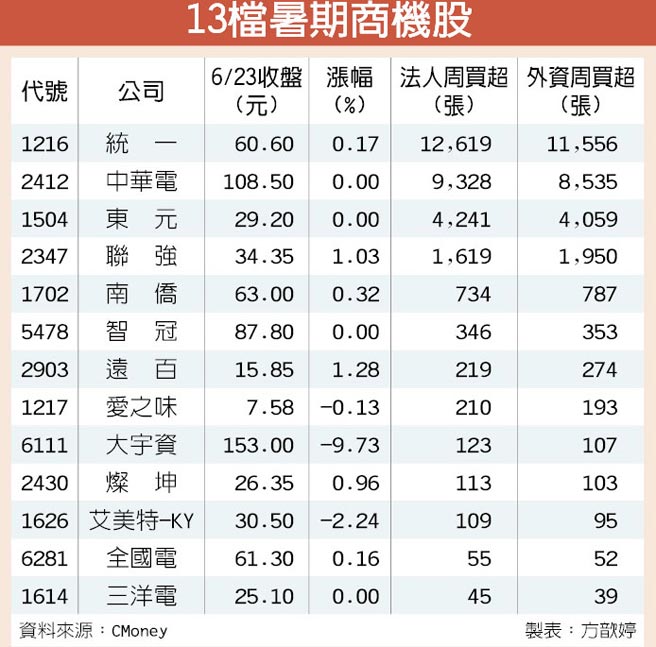 13檔旺一夏概念股法人悄布局 證券 權證 工商時報