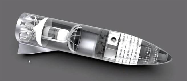 SpaceX超大火箭太空舱的透视图。（图/SpaceX动画截图）