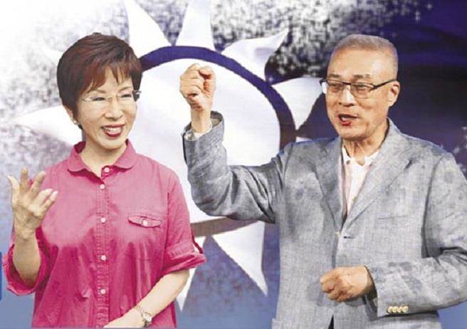 国民党主席吴敦义(右)与前主席洪秀柱派(左)。(本报系资料)
