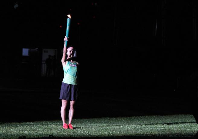 宜蘭全運會開幕，火炬手游雅君。(林宋以情攝)