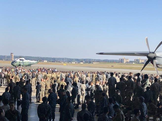 日本横田空军基地现场。(中视美国特派记者龚邦华摄)