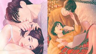 每張圖都充滿粉紅色泡泡　韓國美女插畫家繪出充滿遐想的情侶日常