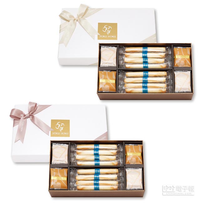盛樂禮盒（中）緞帶可選擇奶茶裸或香草米，原價920元/盒，優惠價1,760元/2盒。圖／業者提供