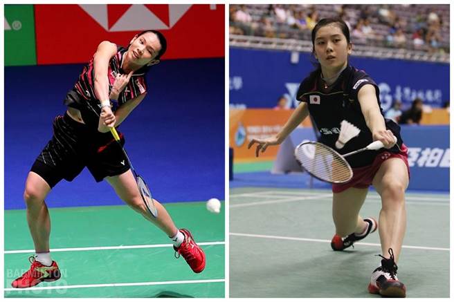 戴資穎（左）與大堀彩今晚在全英公開賽拚搶女單4強門票。（badminton photo、YONEX提供）