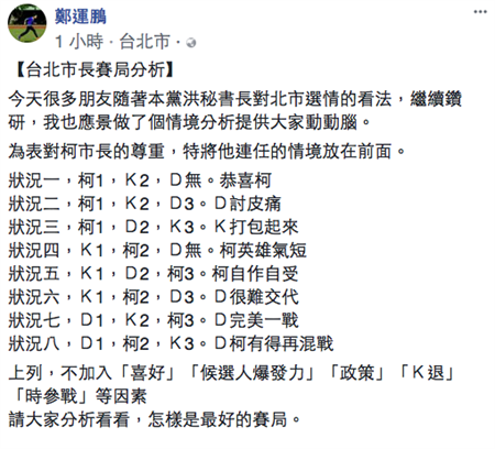 綠委公布台北市長賽局8種狀況分析柯與民進黨競合 政治 即時新聞 工商時報