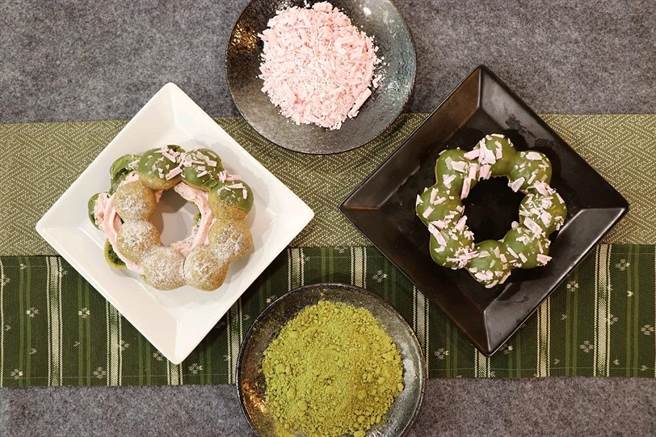 Mister Donut「抹茶系列甜甜圈」以浓厚抹茶混合酸甜草莓巧克力，为温暖春季增添色彩。（图片提供／Mister Donut）