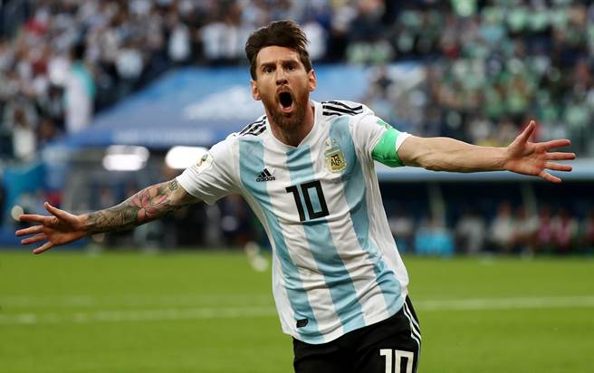 梅西進球且阿根廷終於拿到小組賽首勝，讓他相當開心。(路透)