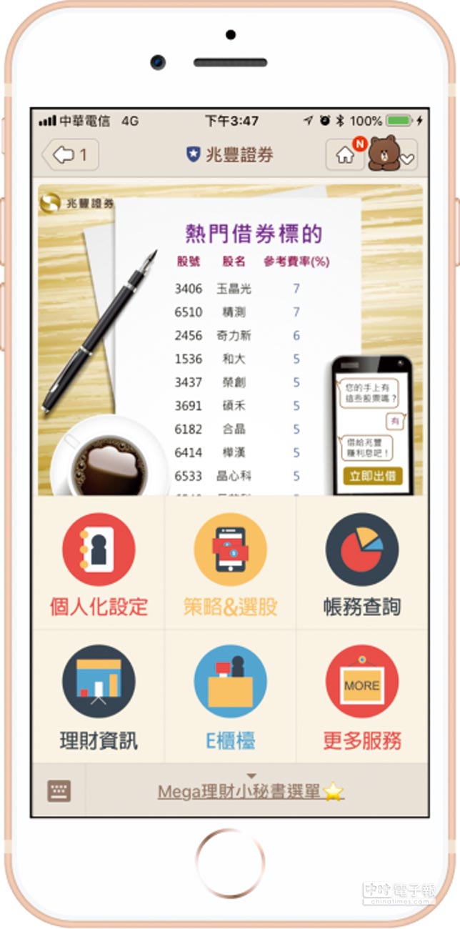 兆豐證出借熱門券靠LINE搞定- 財經- 工商時報
