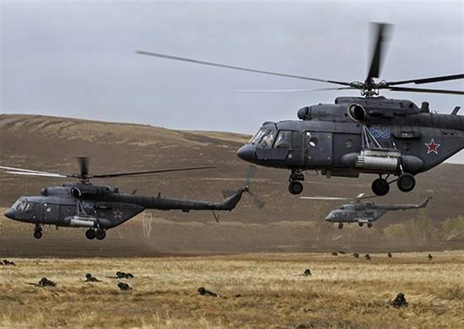 将参加「东方-2018」军事演习的俄罗斯军用直升机。（图／俄罗斯国防部）