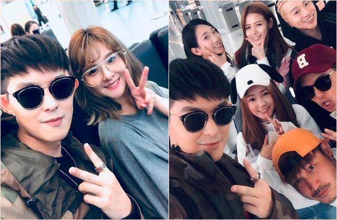 敖犬、郭静（左图）参加《综艺玩很大》大邱篇录影。（图／翻摄自敖犬IG）