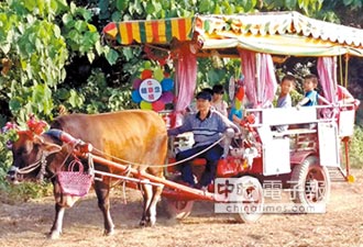 萬丹采風甘蔗祭 孩童樂坐牛車