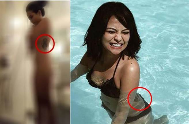 凡妮莎安琪卖淫遭偷拍裸照，腰间刺青泄密其身分。（图／翻摄自印尼媒体）