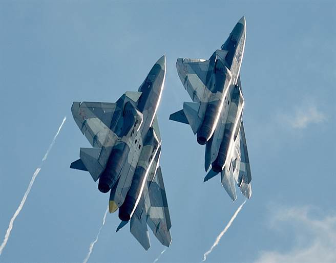 俄羅斯蘇-57戰機的資料照。（達志影像/Shutterstock）