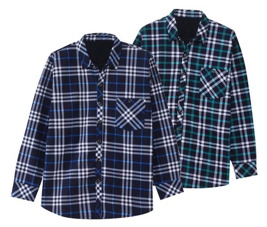 愛買男格子長袖襯衫，3月12日前原價499元、特價399元。（愛買提供）