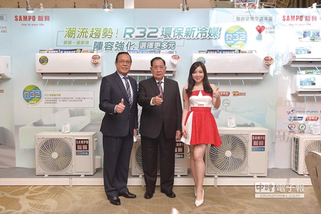 聲寶26日發表2019年變頻空調，圖中為聲寶集團總裁陳盛沺、左為聲寶國內營銷本部總經理陳世昌。圖／聲寶提供
