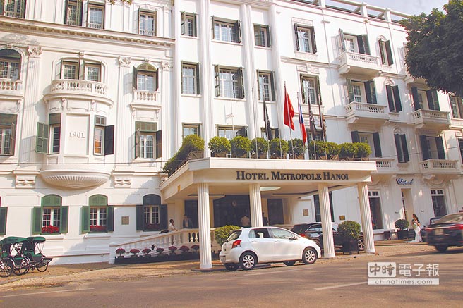 越南河內百年歷史的大都會酒店，成為川金二會地點。（中央社）