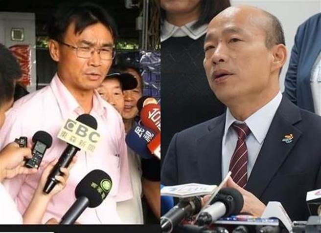 韓國瑜（右）為高雄農產品拓銷至星馬，遭農委會主委陳吉仲（左）酸是既有通路，非韓國瑜開發。（圖／直播、中時資料照）