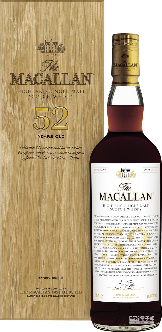 全球限量250瓶麥卡倫經典雪莉桶52年- 產業特刊- 工商時報