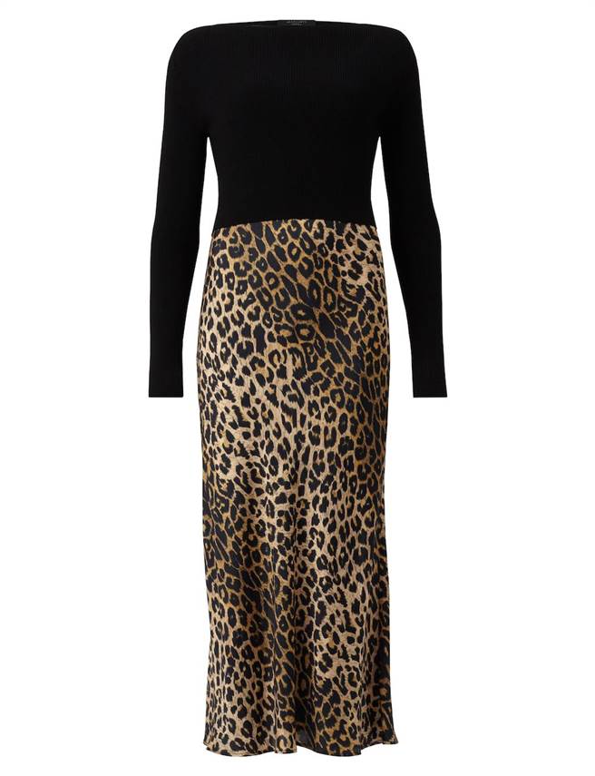 AllSaints Hera豹紋兩件式洋裝，8700元。（品牌提供）