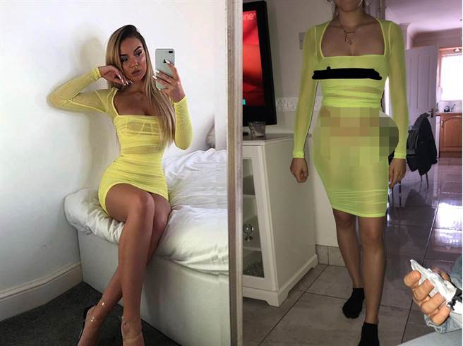 茱迪穿上洋装后，底下的肌肤与内衣裤一览无遗(图翻摄自推特/jodiehoward)