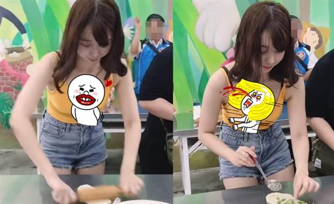 正妹自制葱油饼 擀麵团画面太邪恶(图翻摄自/YouTube搣时潘Miss Pun)