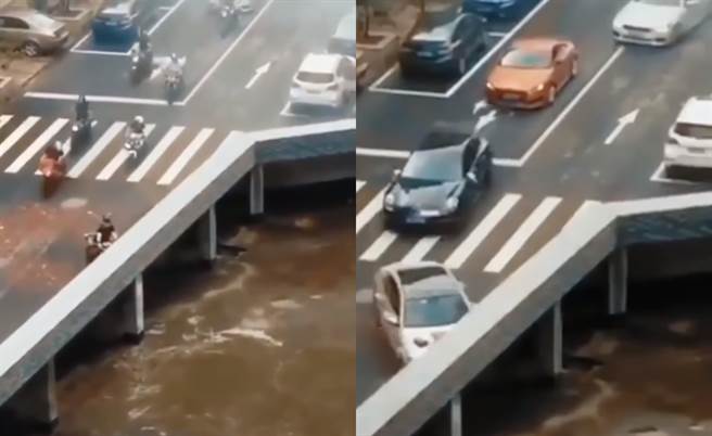 人车撞护栏神秘消失！魔法真相曝(图/翻摄自推特/@bonjoviniz)