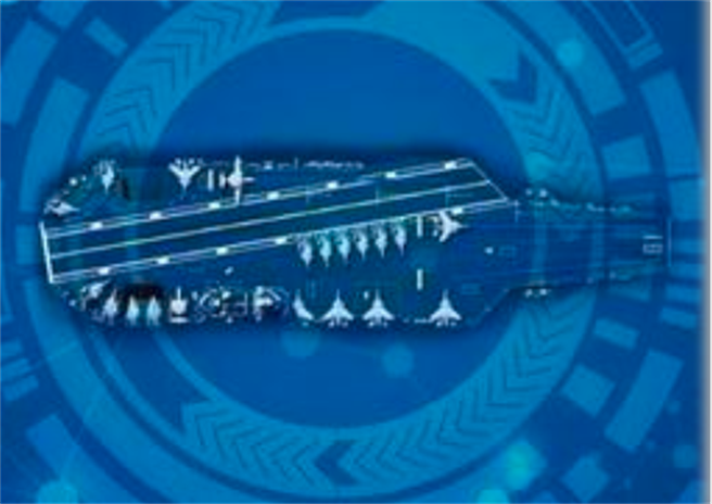 中国电科14所的海报中，出现了舷号为19的航母。（中国电科）