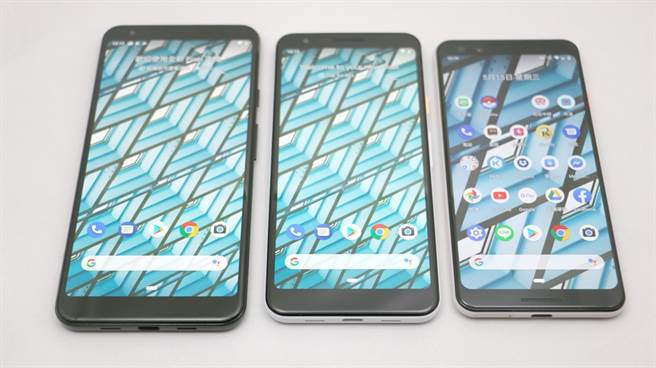 Google Pixel 3a XL、Pixel 3a以及Pixel 3。(图／黄慧雯摄) 