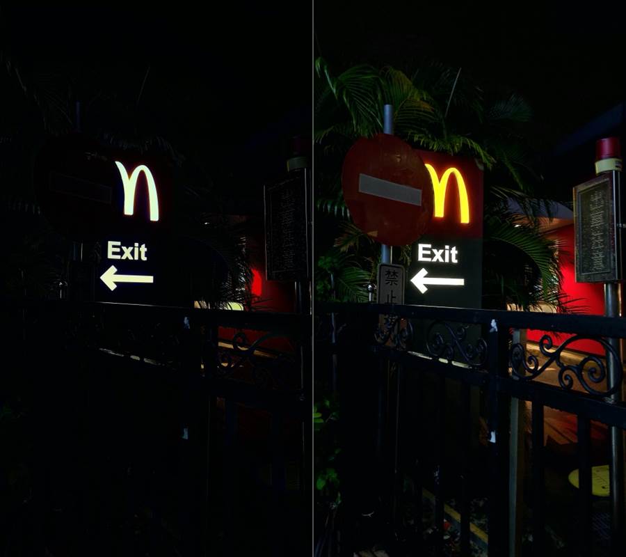 ZenFone 6 夜間自動拍攝功能（左）與夜景功能對比。（圖／黃慧雯攝）
