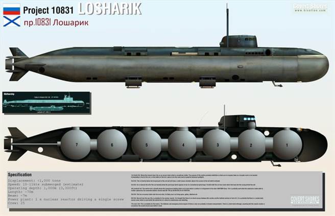 专案计划编号10831的AS-12深潜器艇身结构示意图。（图／推特@Flroach）