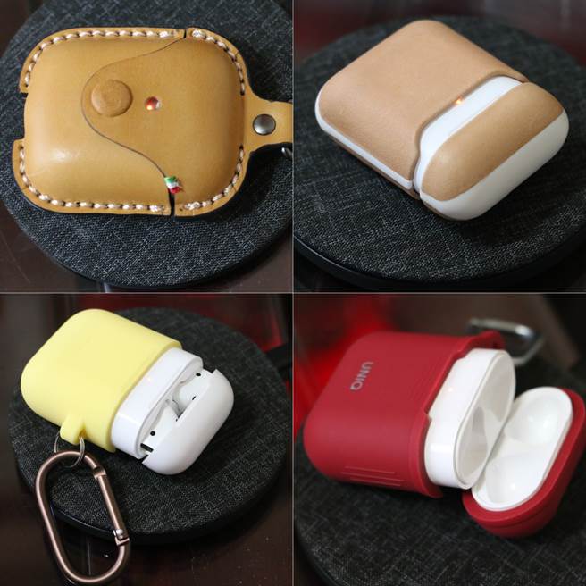 四款AirPods搭配无线充电版的状态。(图／黄慧雯摄)