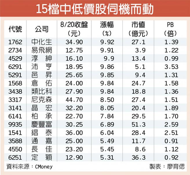 15檔中低价股多头先锋 证券 工商时报