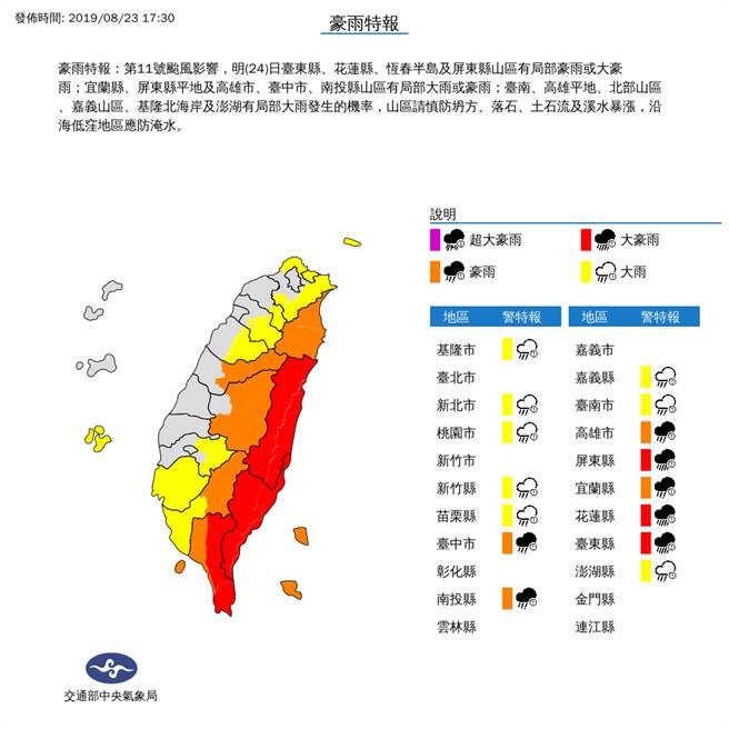 15縣市豪大雨特報東部降雨量上看700毫米 生活 中時新聞網