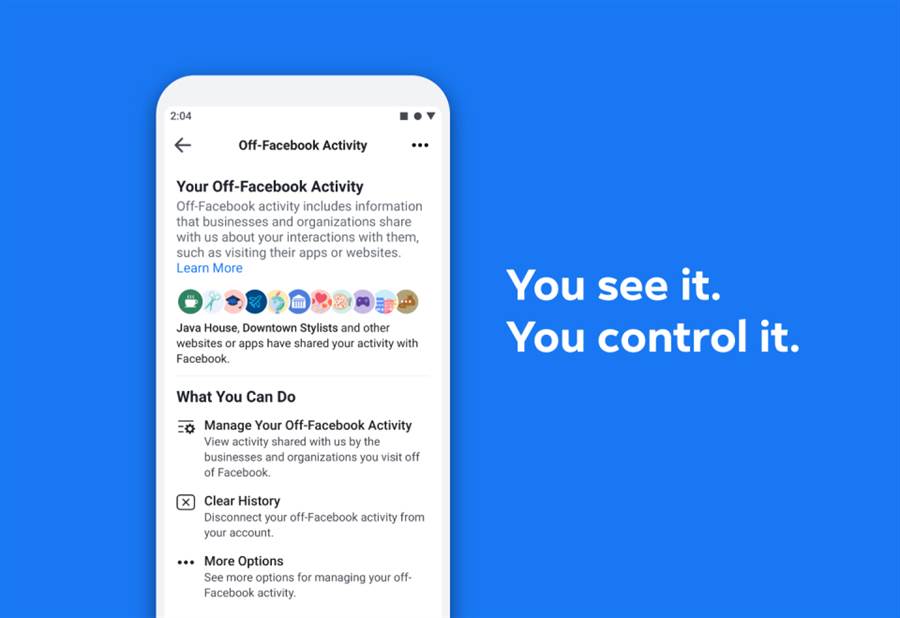 Facebook 宣布推出「Off-Facebook Activity」，讓使用者可以管理外站所分享給 Facebook 的歷史資料。(圖／翻攝Facebook)