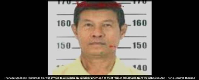 Thanapat Anakesr，69岁，是一名退休海军，射杀了昔日罢凌他的同学。（图／翻摄自dailymai）